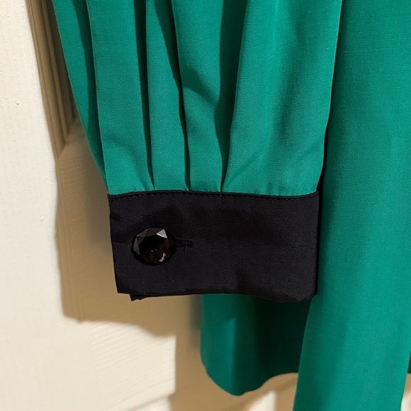 Vintage Made in the USA Motherhood Green Maternity Top with Black Accents Medium - Picture 3 of 11